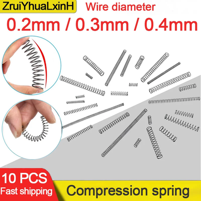 #ad 10Pcs Lot 0.2Mm 0.3Mm 0.4Mm Micro Small Compression Spring OD 2 3 4 5 6 7 8 9 10 $4.04