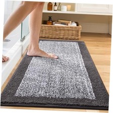 24x48 Long Bathroom Rug Washable Non Slip, Gray Bathroom Rugs Bath Mat for