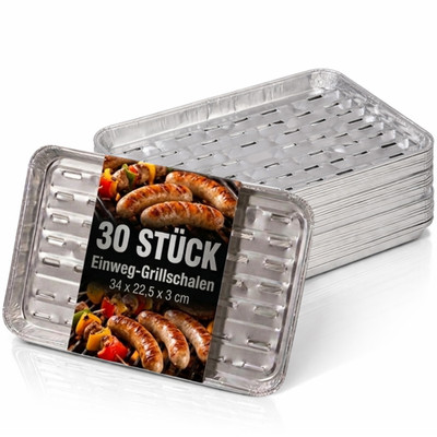 Alu-Grillschalen 34x22,5 cm Einweg Grillschale Grillschalen Alu 30-100 Stück