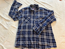 Vtg American Edition Men's Flannel Cotton Blue Plaid Shirt USA Made Size Large