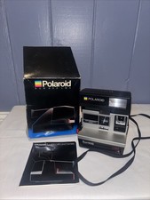 Polaroid Sun 600 LMS Instant Film Camera Silver Black Vintage 0400