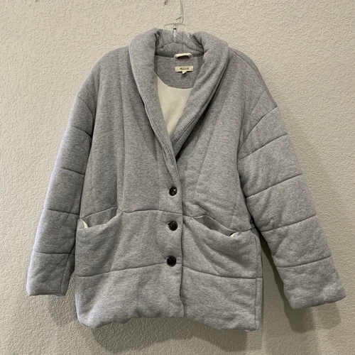VETEMENTS Madewell Giacca Donna M Felpa Puffer Coat Trapuntato Scialle Collo Grigio