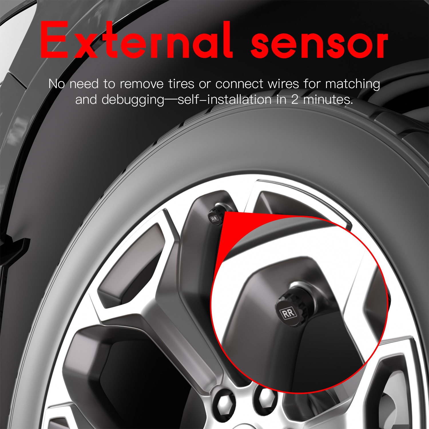 Tire Pressure Monitoring System TPMS Kit 4 Internal Sensors Car Solar Wireless