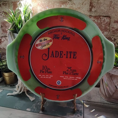 🥧Anchor Hocking Fire King Jade-ite 10 In. Pie Plate REPRO (2000)