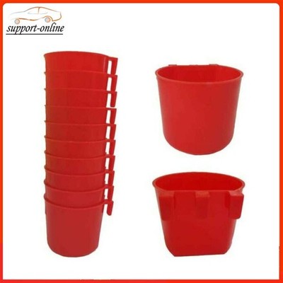 10PCS Cup Hanging Water Feed Cage Cups Poultry Gamefowl Rabbit Chicken Hang Red