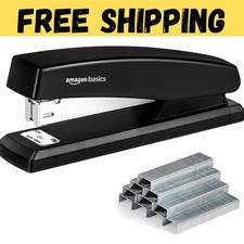 Stapler with 1000 Staples, Office Stapler, 25 Sheet Capacity, Non-Slip, Black