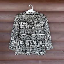 Vtg Chico's Design Boho Jacket Sz 2 Southwestern Woven Cotton Geometric Cardy