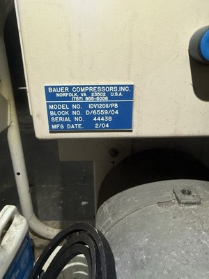 -Bauer Compressor Model NO. IDV12011/PB Used Tested Cleaned