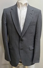 Vintage Johnny Carson Suit Blazer Men 40 R Grey Pinstripe Sport Coat