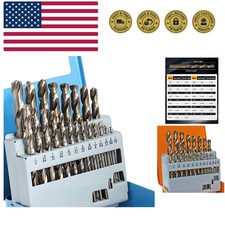 Cobalt Drill Bit Set- 21Pcs M35 High Speed Steel Twist Jobber Length for Hard...
