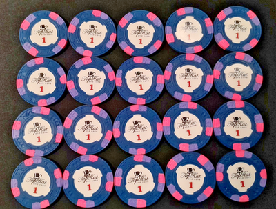 $1 Paulson World Top Hat And Cane WTHC Poker Chips Clay - 20 Chips