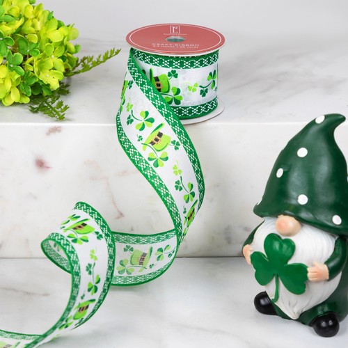 Northlight St. Patrick's Day Shamrock Hat Spring Craft Ribbon 2.5" x 10 Yards