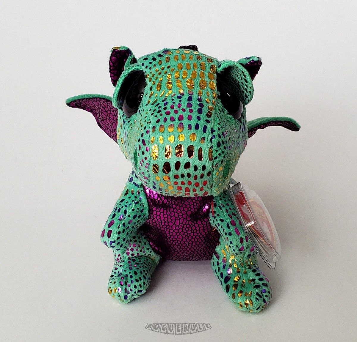 Carletto Ty Beanie Boo Cinder Dragon Plüschclip – Grün, 8,5 Cm, Mit Glitzeraugen, Sammelstück