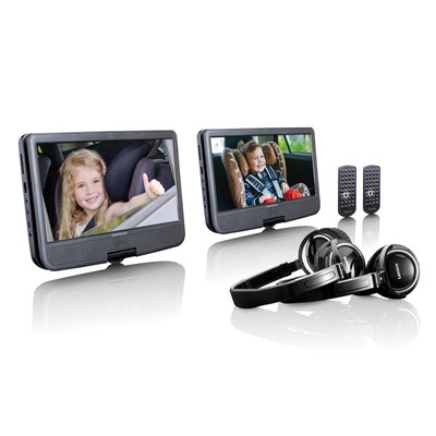 Lenco DVP-1046BK - 2x 10-Zoll tragbarer DVD Player mit wiederaufladbarem Akku, z