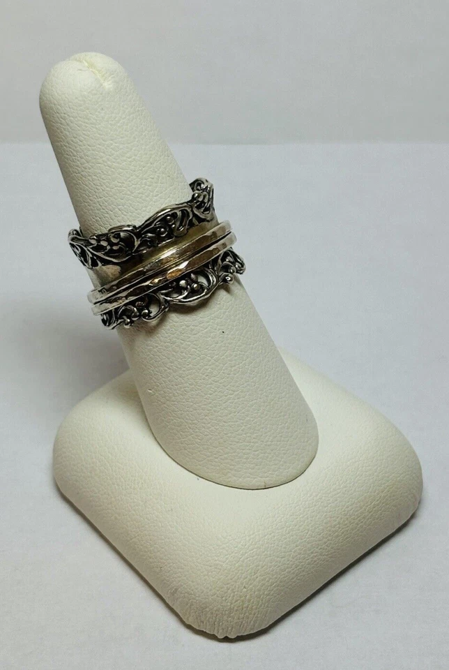 Anillo giratorio de encaje de plata esterlina 925 Didae Shablool talla 7,5 Foto 4 de 4