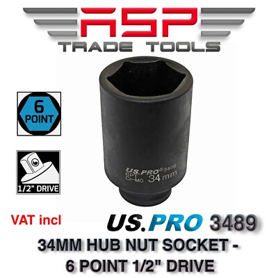 34 MM STECKSCHLÜSSEL DEEP IMPACT 1/2 ZOLL ANTRIEB NABENMUTTERN / SCHWUNGRAD 6 PUNKT