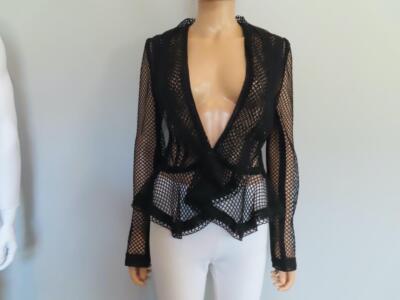 Elie Saab Black Open Mesh Blazer Size 40/US 4