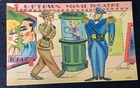 WW2 WWII vintage military postcard uptown movie theatre Theater Unused Comic