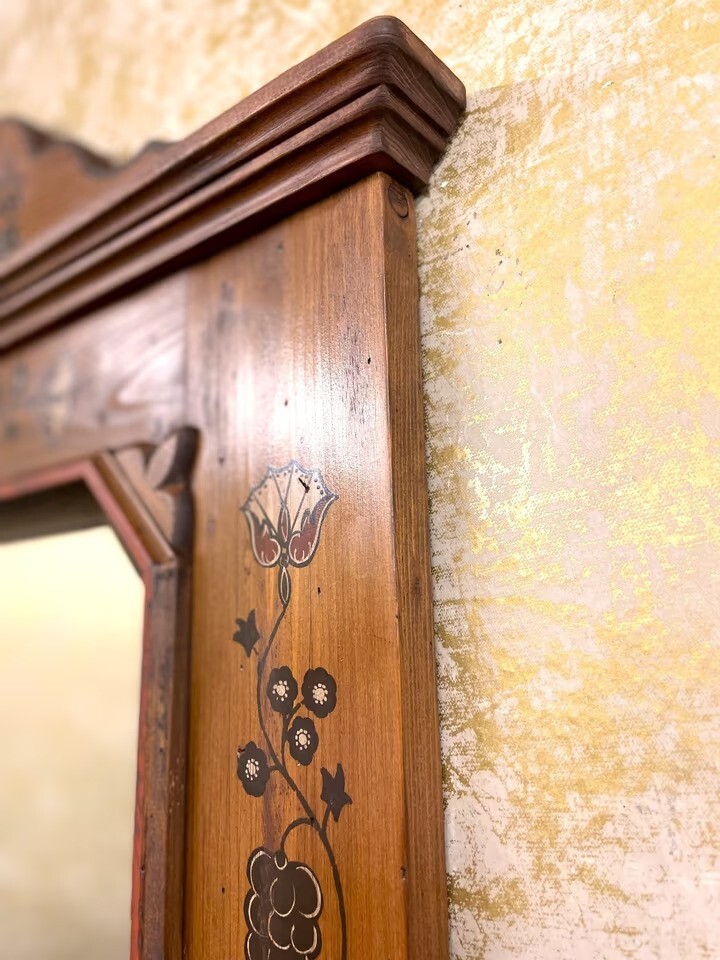 Miroir Mural Rustique Voglauer – Bois Brun, 143x71 Cm, Autriche, Ancien