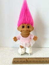 Russ Troll Doll 4.5" Ice Skater Hot Pink Hair Skates, Stickered