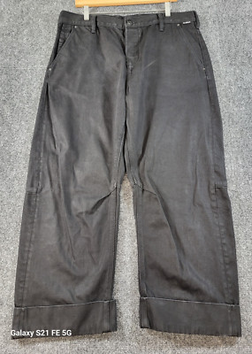 G Star Raw Eve 3D Denim Jeans ACTUAL SIZE 35x26 Black High Rise Wide Leg Cropped