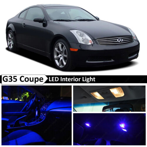 Blue Interior License Plate LED Lights Package Fits 2003-2007 Infiniti G35 Coupe - Picture 1 of 11