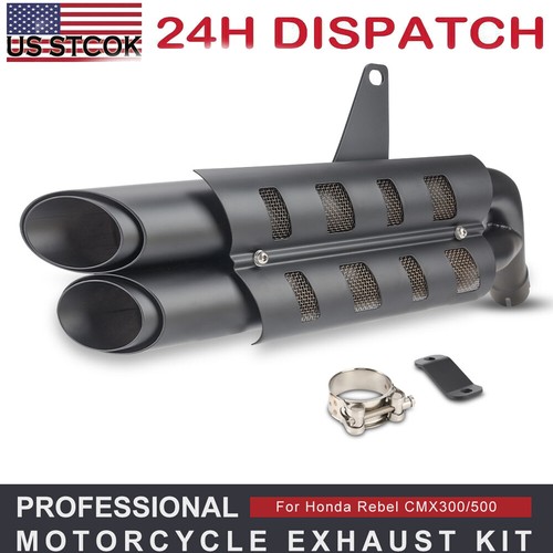 Tubo silenciador de escape con protector térmico para Honda Rebel CMX 300 500 2017-2024 - Imagen 1 de 12