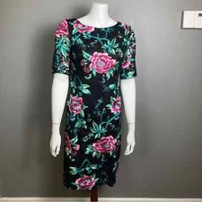 NWT Eliza J. Dress size 8P fitted tailored sheath floral embroidery black