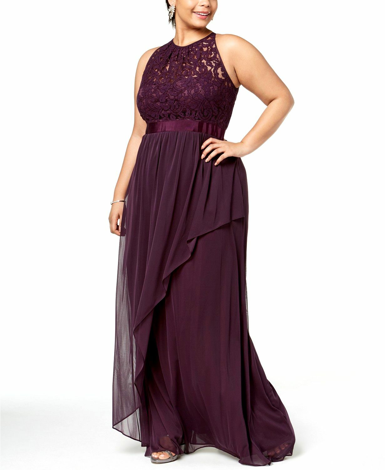 adrianna papell lace illusion gown