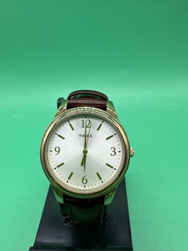 Zegarek Timex Y9 casual brązowy skórzany pasek złoty odcień etui nowa bateria T2P254 WR30 - Zdjęcie 1 z 18