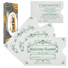 Hotel/Motel "Welcome Guests" Key Card Sleeves 2-3/8" x 3-1/2" Green 500/Ct