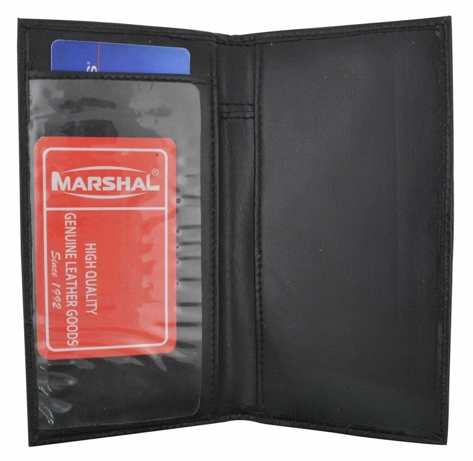 皮革基本支票簿保护套 托座 修身 纯男式 女式 多种颜色 全新 — 第 2/4 张图片