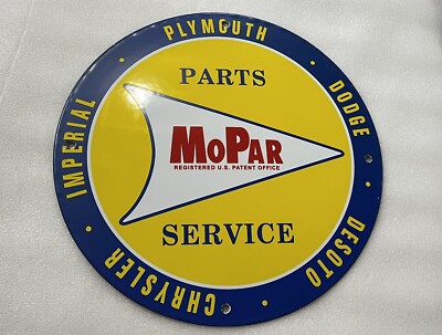 12in Mopar Dodge Imperial Chrysler Service PORCELAIN ENAMEL SIGN Motor OIL GAS