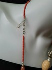 DESIGNER FALL BEADED NECKLACE LUCITE WOOD CHUNKY GLASS AMBER ORANGE BROWN BEADS  — photo 6