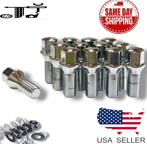 10 Chrome M14x1.5 Lug Bolts – 28mm Shank, 17mm Hex, Fit Volvo, NSX, QX30 & More