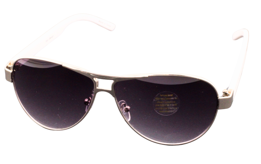 Aviator Sunglasses with Metal Frame White Arms & Gradient Lavender Lens-image
