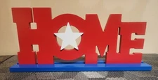 Decorative Wooden Tabletop "Home" Letter Sign with Star; Home Decor