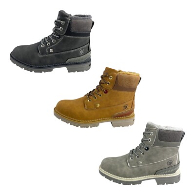 Damen Stiefeletten Worker Boots Gefüttert Winterboots Stiefel Profilsohle 73767