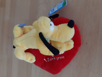 Plüsch Pluto Mickey Mouse Clubhouse Disney mit Etikett auf Kissen I love you