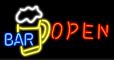 Bar Is Open Mug 17" Neon Sign Lamp Light Beer With Dimmer Business Glass VY