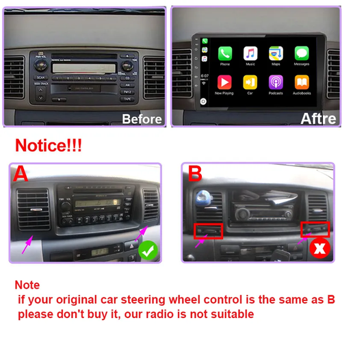 For Toyota Corolla 2003-08 Wireless Carplay 4-64G Android13 Car Stereo Radio GPS - Picture 4 of 20