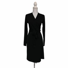 The Limited XS Tall Little Black True Wrap Midi Classic Silhoutte Dress Goth