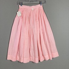 Vintage ARDEE CALIFORNIA Pink White Gingham Plaid Pleated Skirt NOS NWT 22" W