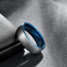 6mm Tungsten Wedding Band Rings for Men Brushed Dome Mens Ring Comfort 5-12