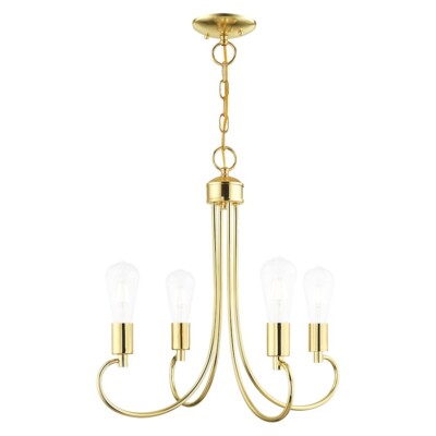 Livex Bari 4 Light Chandelier, Polished Brass - 42924-02