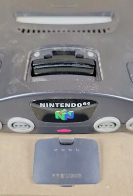 Nintendo 64 N64 Console Only Charcoal NUS-001 W/ Jumper Pak & Hook