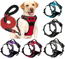 Dog Harness & Training Leash No Pull Control Adjustable Large Handle Heavy Duty