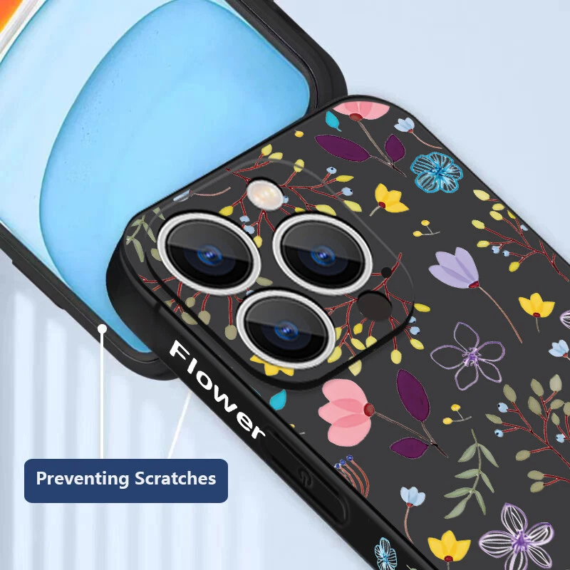 Phone Case Flower For iPhone 16 Pro Max 15 14 13 11 12 8 7 Shockproof Soft Cover