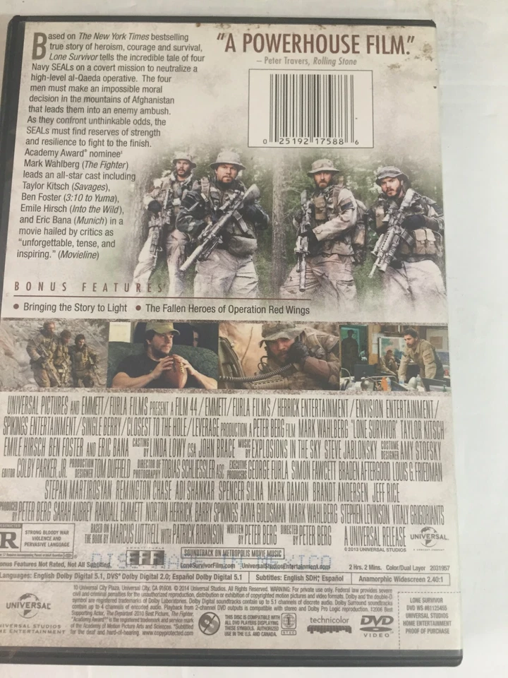 Lone Survivor Mark Wahlberg DVD Ships Same Day With Tracking - Image 2 of 2