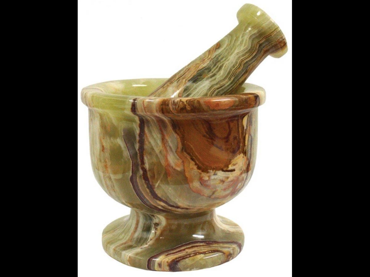 Banded Onyx Mortar and Pestal - 4"